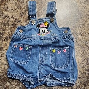 Vintage Disney Denim Kids Overalls with Minnie Mouse